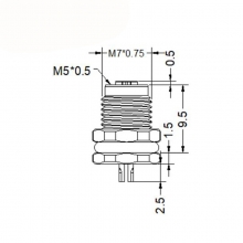 Panel Mount Connector - M5 4pins female straight front panel mount connector, unshielded, solder